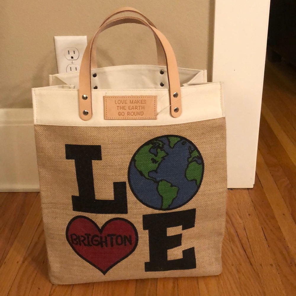 Brighton Jute Love Makes World Go Round Tote